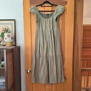 Wishlist Green Ruffled Tiered Midi Sundress